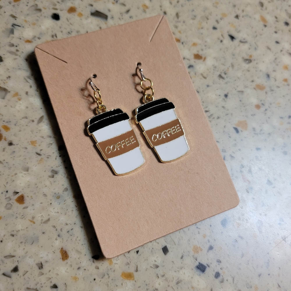 Beautiful coffee dangling earrings